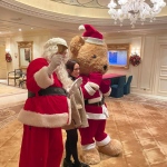 Santa Gerald with Peninsula Hotel mascot, giant bear,  2024, December