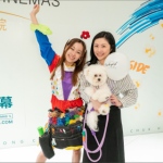 Cory at The Southside mall summer campagin with a lady and a dog