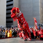 Lion Dance attracting crowds at a Chinese New Year event.
